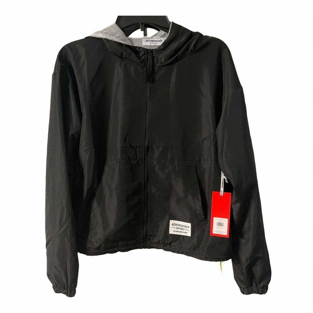 Aeropostale Sports windbreaker Black Jacket SMALL New